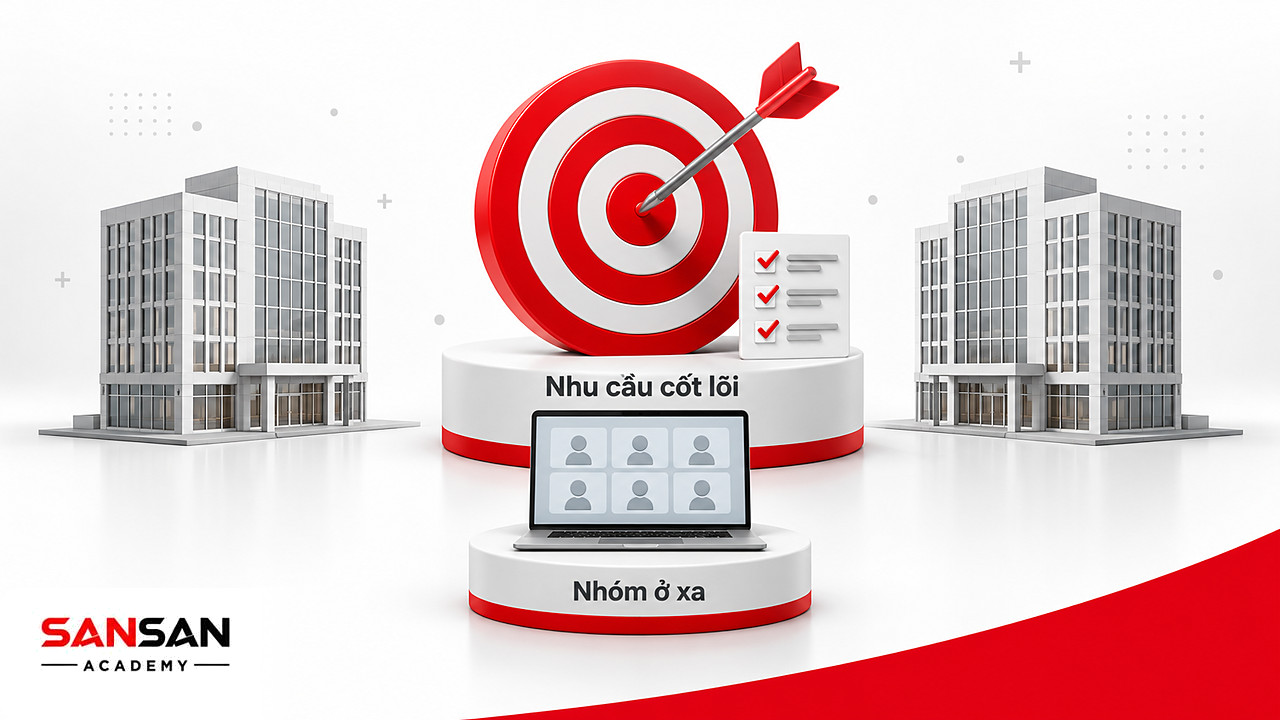Bia mục tiêu nhắm nhu cầu cốt lõi thống nhất công việc giữa các nhóm ở xa khi nhận diện sản phẩm thay thế
