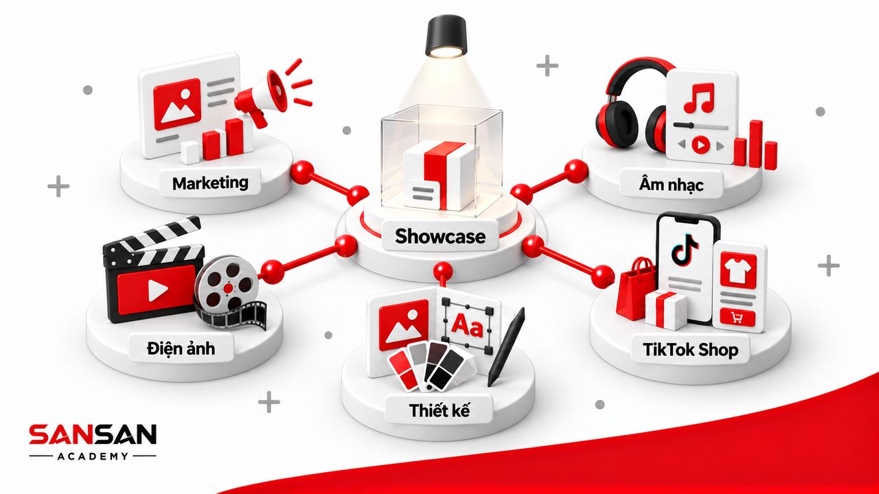 Showcase kết nối marketing, âm nhạc, điện ảnh, thiết kế và TikTok Shop.