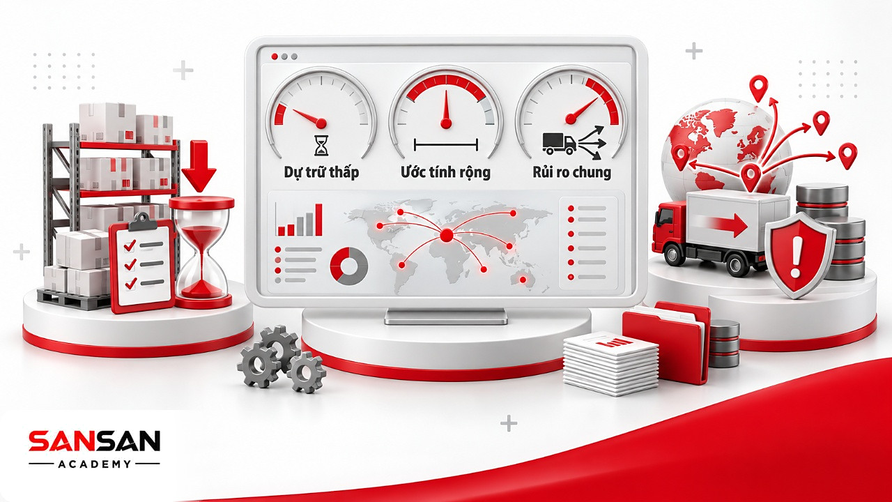 Bảng đồng hồ đo dự trữ thời gian, độ rộng ước tính và rủi ro nhà cung cấp trên sơ đồ PERT dự án