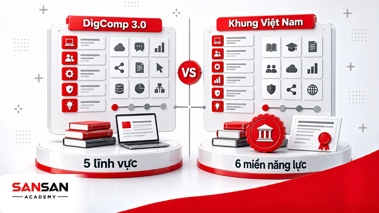 So sánh khung năng lực số DigComp 3.0 với Khung năng lực số cho người học tại Việt Nam