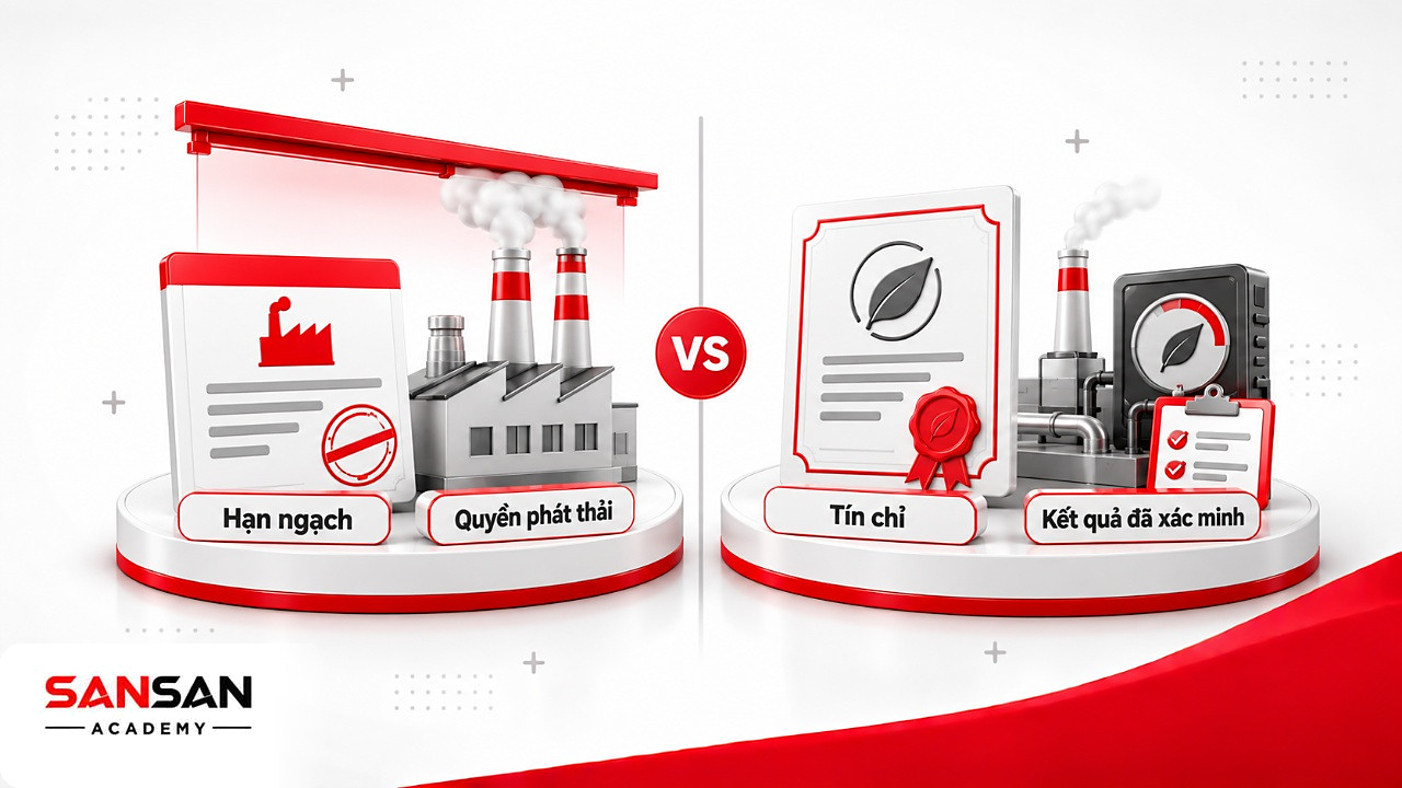 So sánh hạn ngạch quyền phát thải với tín chỉ carbon ghi nhận kết quả giảm đã xác minh