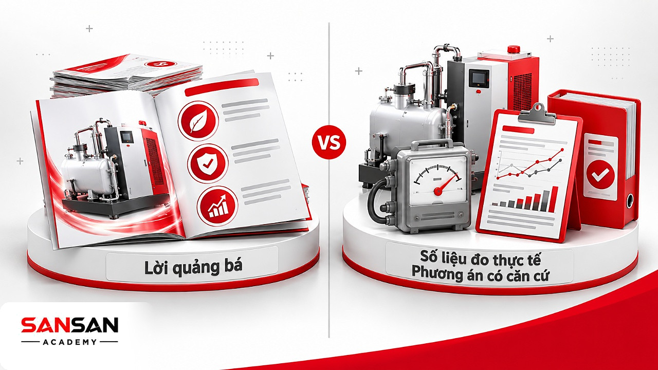 So sánh tờ quảng bá thiết bị với bảng số đo thực tế khi chứng minh dự án đạt tiêu chí tín dụng xanh