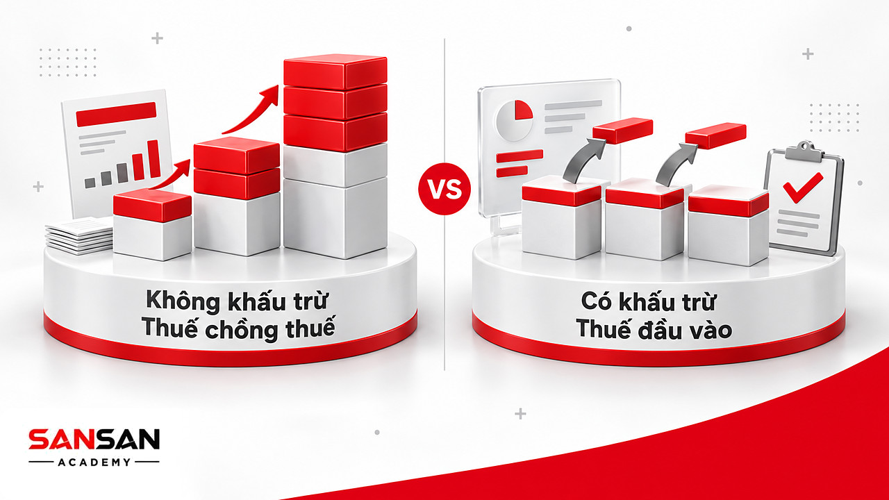 So sánh chuỗi giá không khấu trừ bị thuế chồng thuế với chuỗi có khấu trừ thuế VAT đầu vào