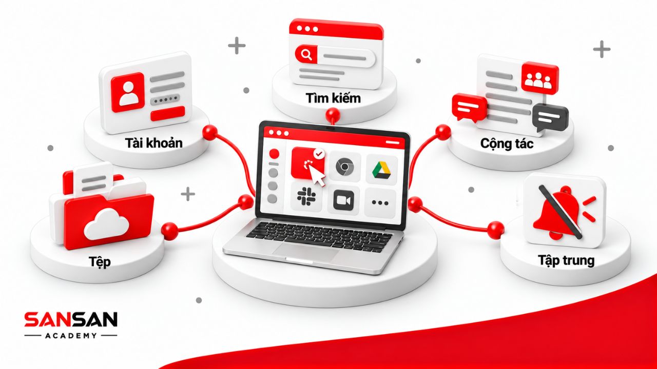 Các công cụ số phục vụ tài khoản, tệp và cộng tác trực tuyến