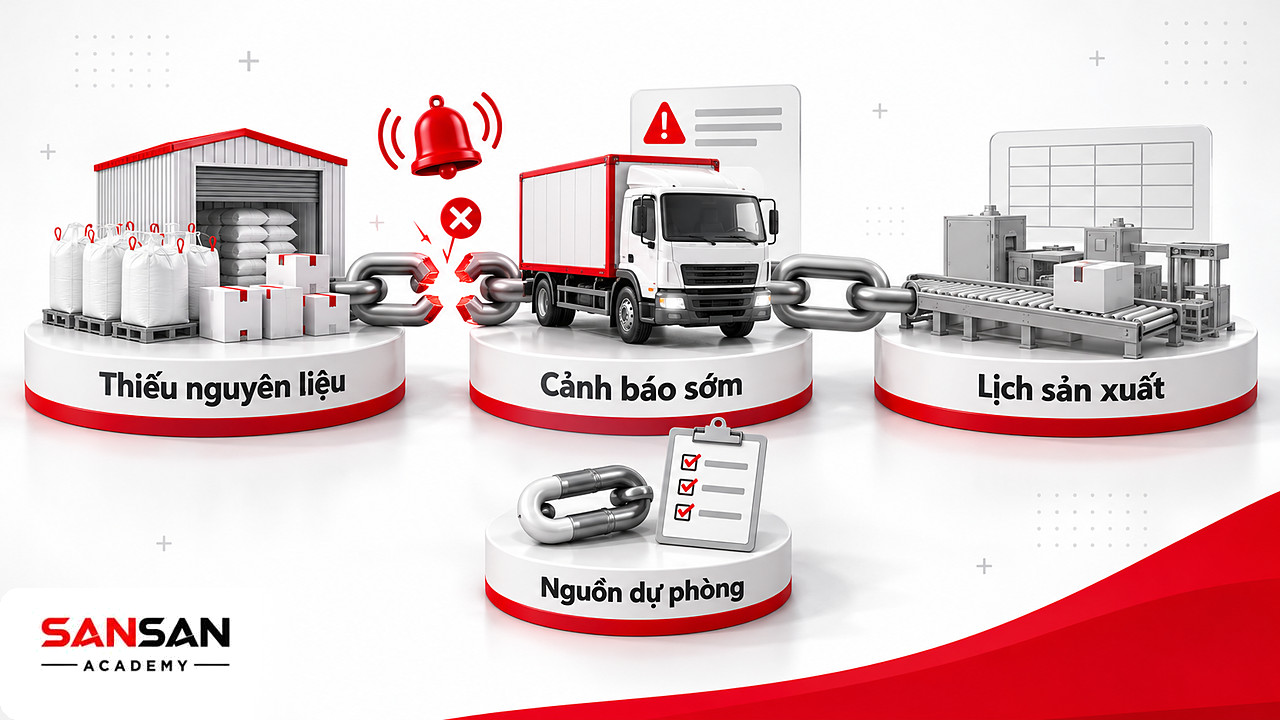 Chuỗi cung ứng đứt ở mắt xích Supplier thiếu nguyên liệu, có chuông cảnh báo sớm và mắt xích nguồn dự phòng