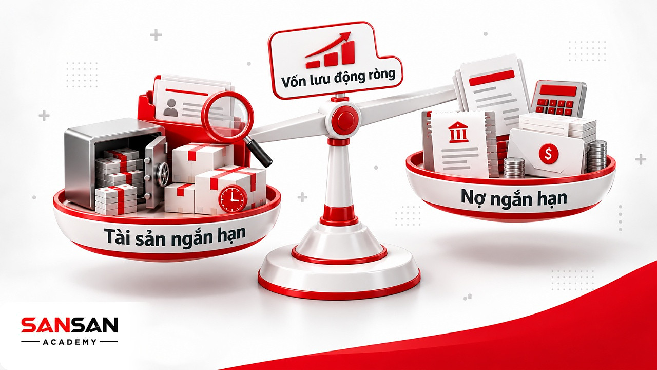 Cán cân tài sản ngắn hạn và nợ ngắn hạn thể hiện vốn lưu động ròng của doanh nghiệp