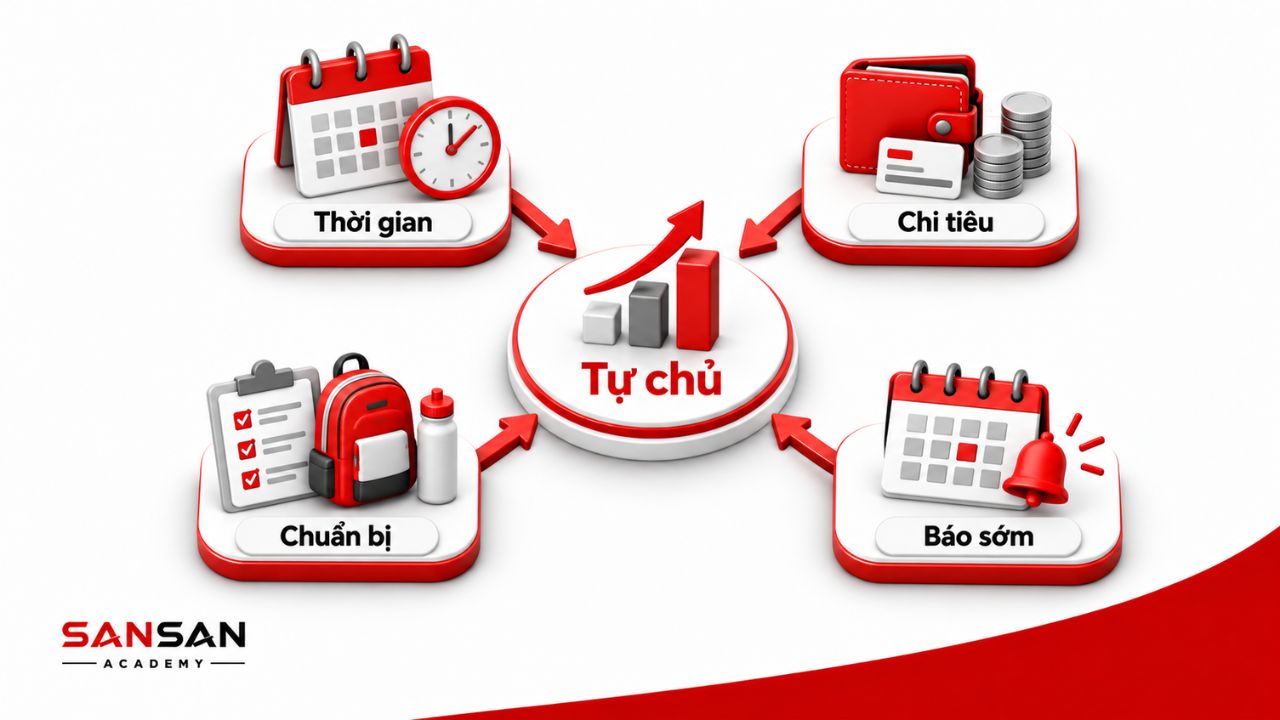 Quản lý thời gian, chi tiêu, chuẩn bị và báo sớm khi quá tải