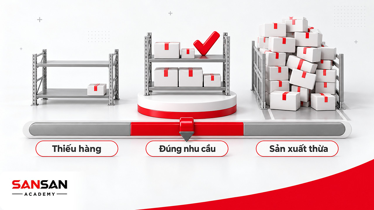 Thang đo từ thiếu hàng, đúng nhu cầu tới sản xuất thừa chiếm lối đi trong Lean Manufacturing