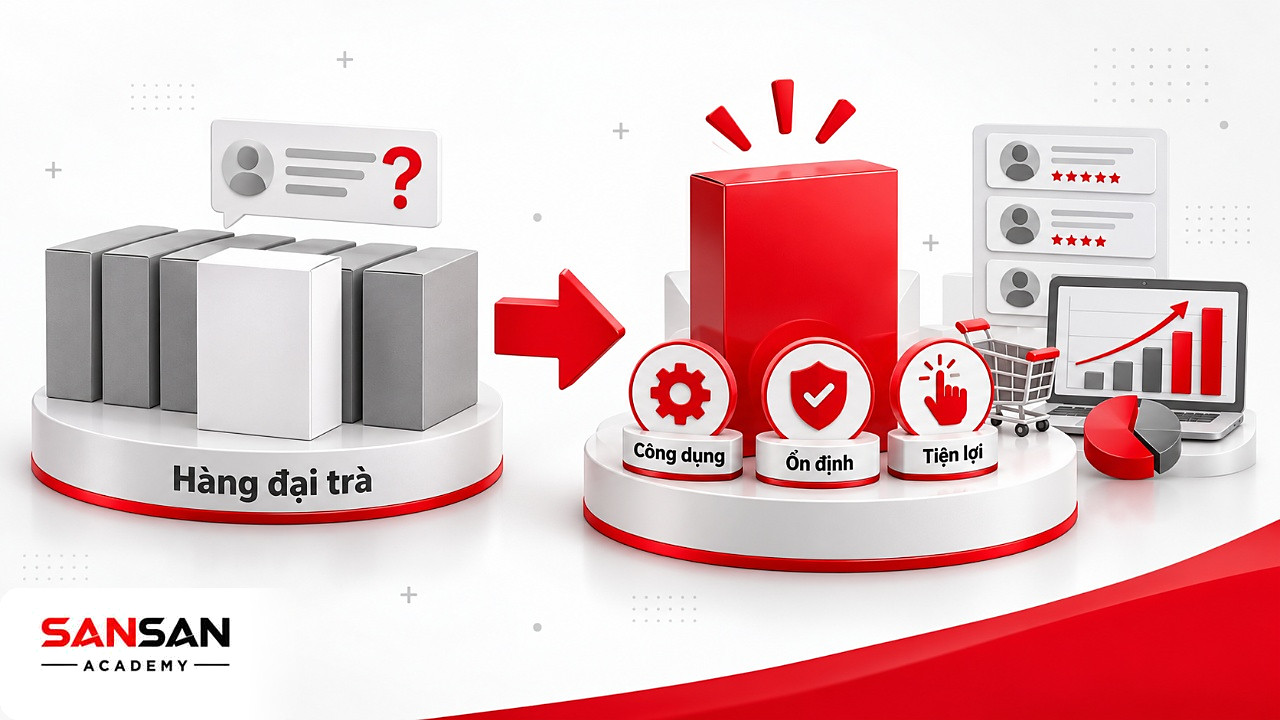 Sản phẩm trước và sau khi thêm công dụng, độ ổn định, tiện lợi để nổi bật giữa hàng đại trà và giành thị phần.
