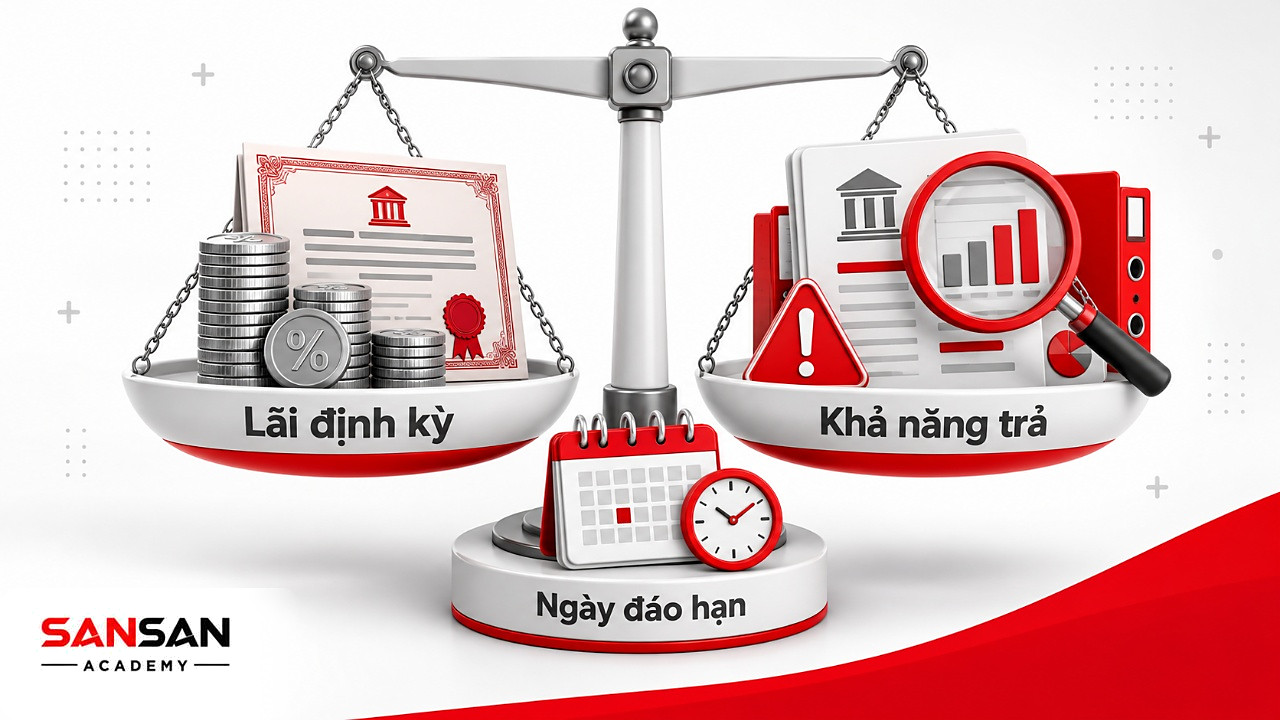 Cán cân giữa tiền lãi trái phiếu và báo cáo năng lực trả nợ của tổ chức phát hành, một nguồn thu nhập thụ động