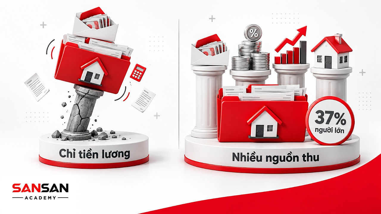 So sánh ngân sách dựa vào một cột lương với ngân sách đứng trên nhiều nguồn có thu nhập thụ động bổ sung
