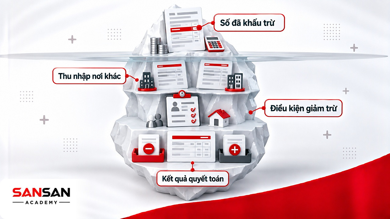Tảng băng chìm cho thấy số thuế cá nhân đã khấu trừ trên bảng lương chỉ là phần nổi của quyết toán