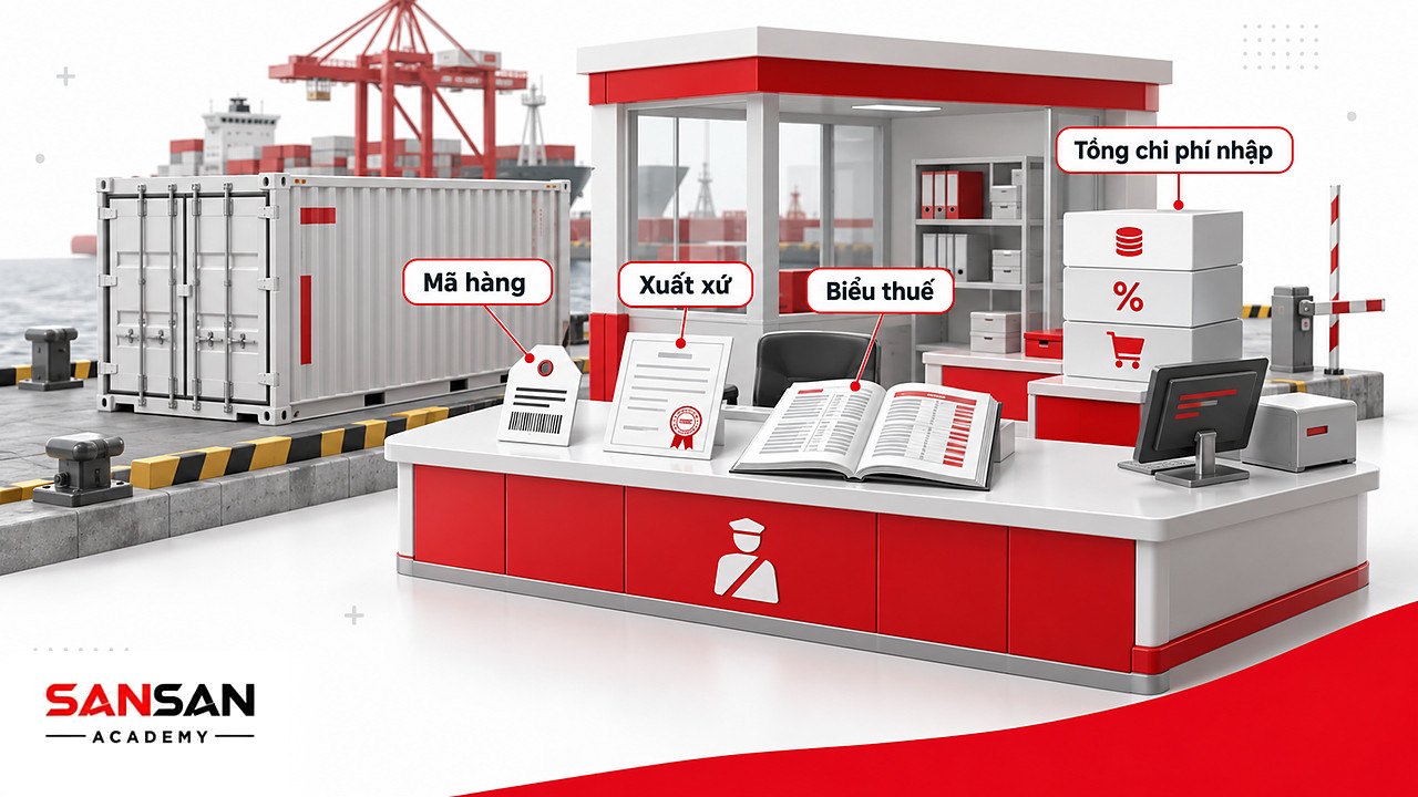 Thuế tại Việt Nam ở khâu xuất nhập khẩu: quầy hải quan có container, mã hàng, chứng nhận xuất xứ và biểu thuế