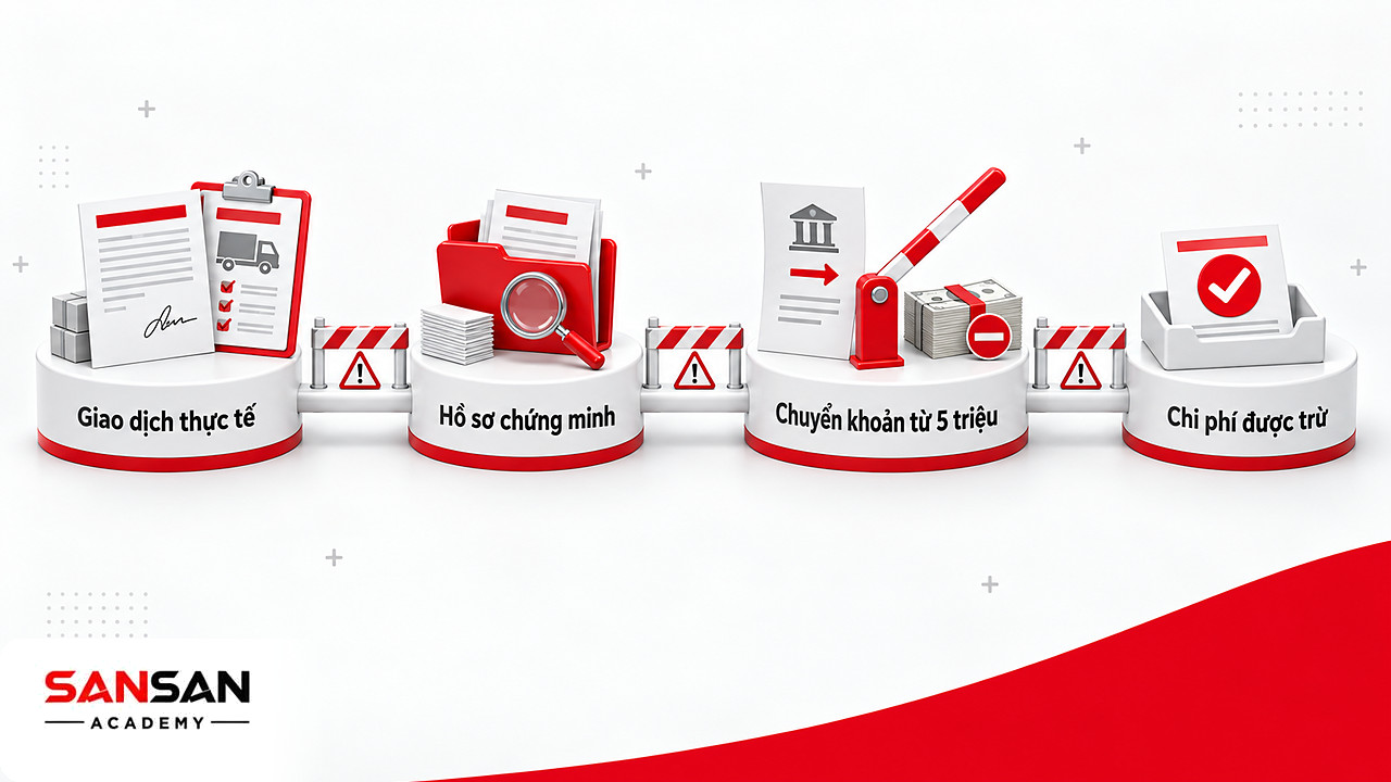 Hóa đơn chi phí đi qua ba trạm rào chắn trước khi được trừ khi tính thuế thu nhập doanh nghiệp