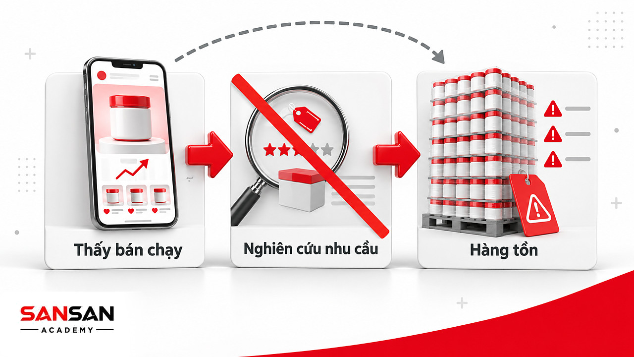 Bỏ qua bước nghiên cứu nhu cầu khiến người bán thương mại điện tử nhập hàng lớn rồi tồn kho