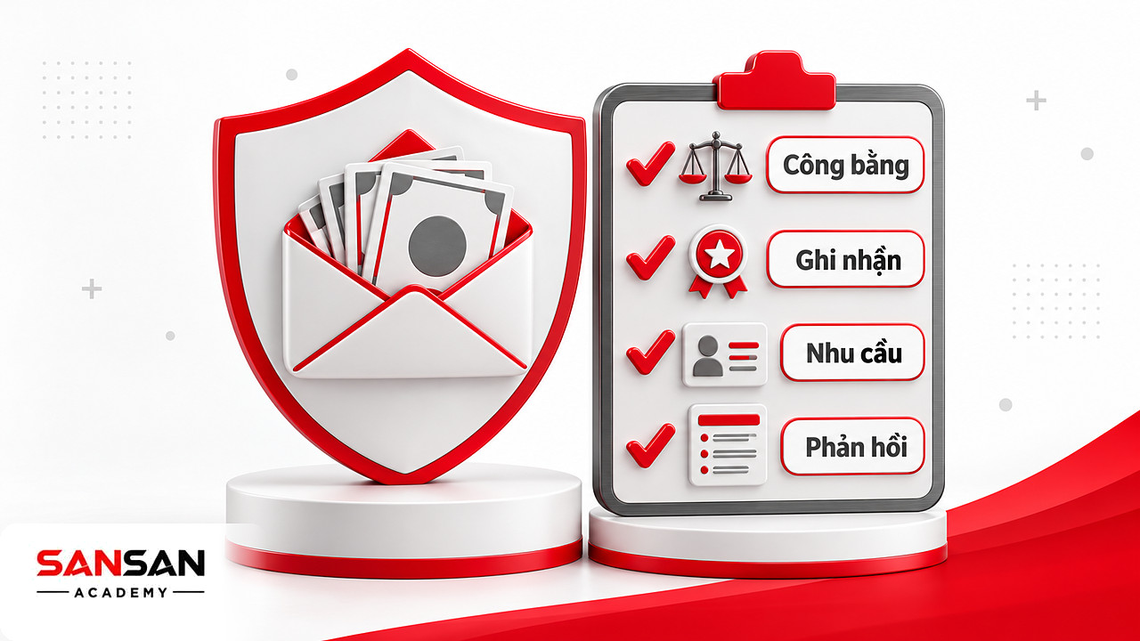 Khiên phong bì lương cạnh danh sách công bằng, ghi nhận, nhu cầu, phản hồi theo thuyết hai nhân tố của Herzberg