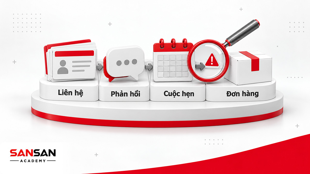 Kính lúp soi khâu từ cuộc hẹn sang đơn hàng trong chuỗi đánh giá hiệu quả tìm kiếm khách hàng