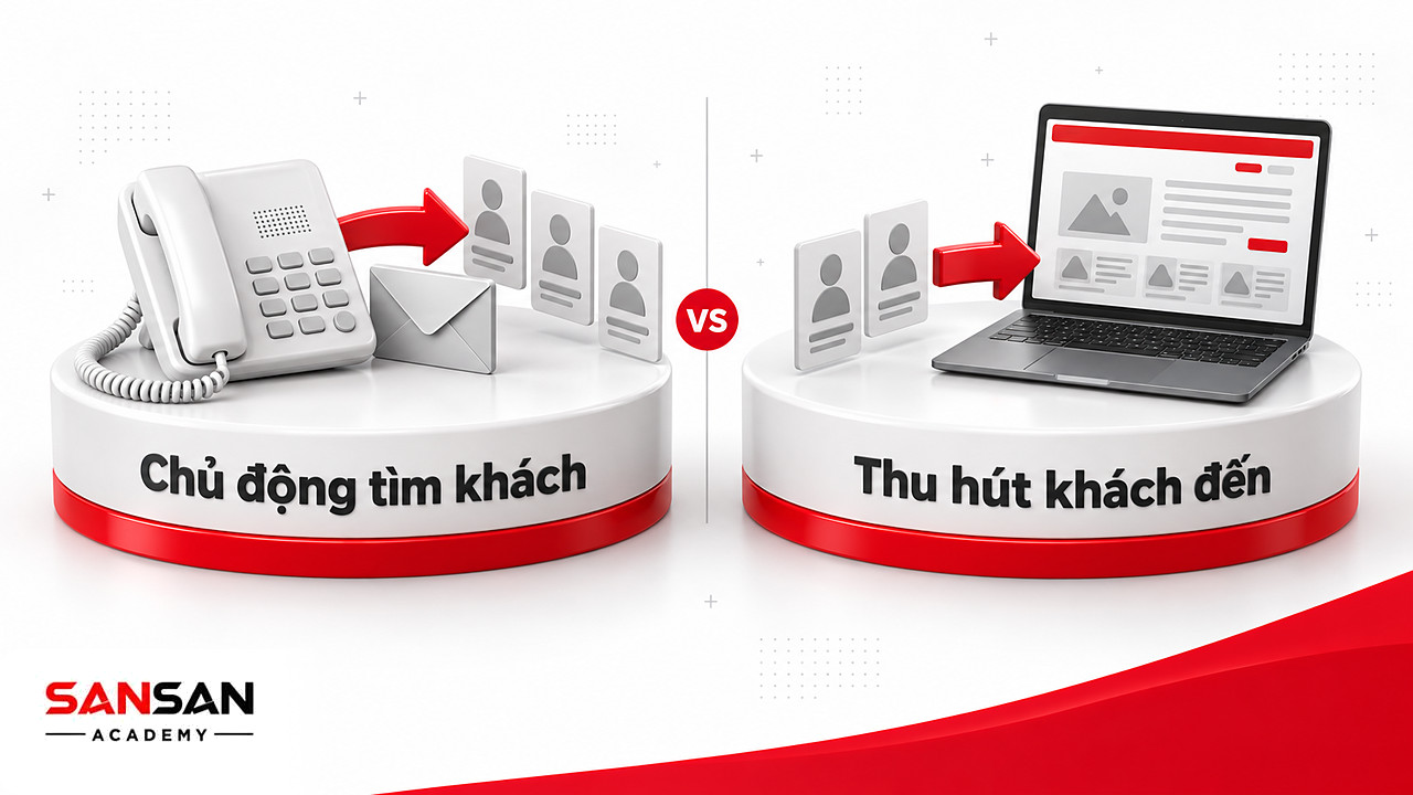Hai cách tìm kiếm khách hàng: chủ động gọi điện gửi email và thu hút khách tự đến qua nội dung