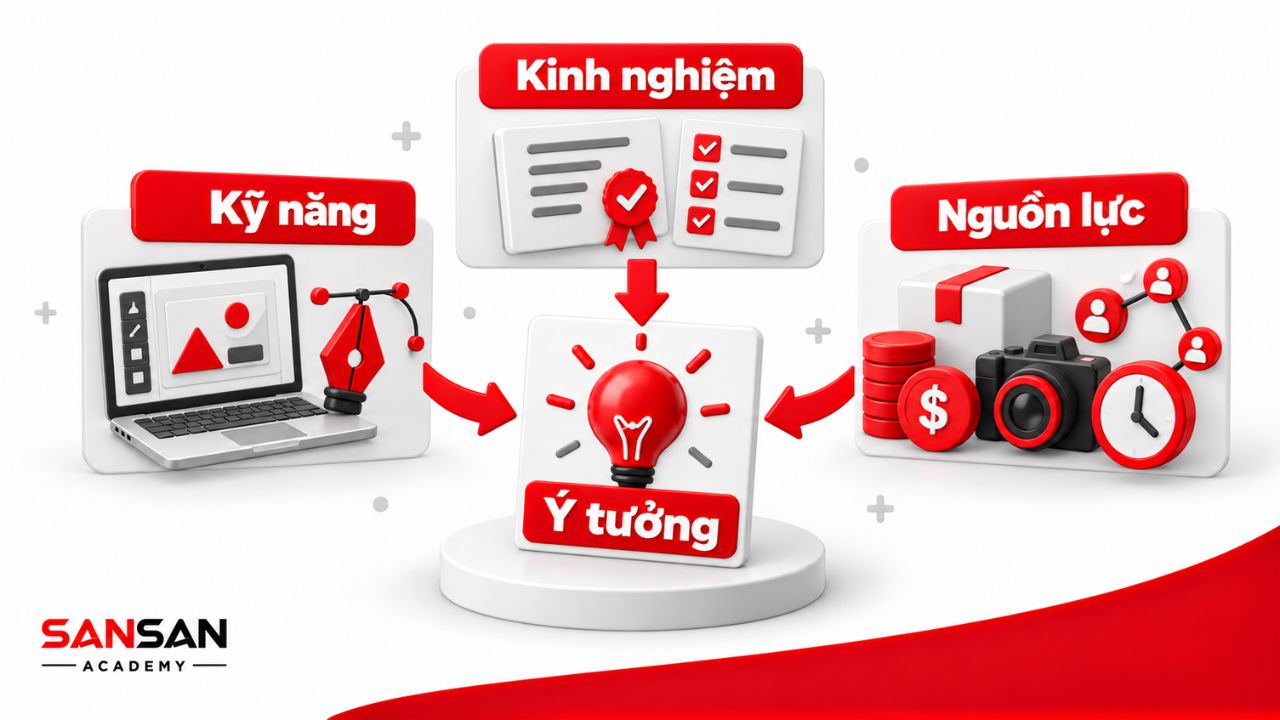 Kỹ năng, kinh nghiệm và nguồn lực góp phần hình thành ý tưởng.
