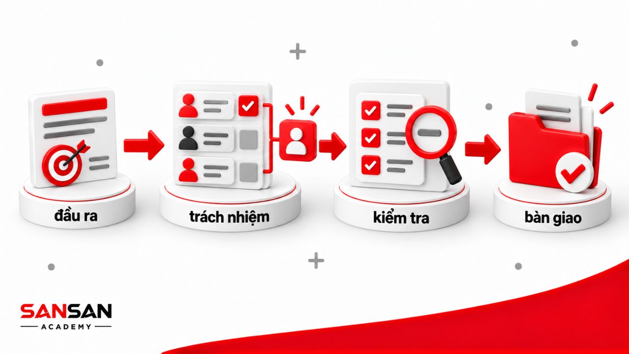 Đầu ra được phân trách nhiệm, kiểm tra và bàn giao rõ ràng