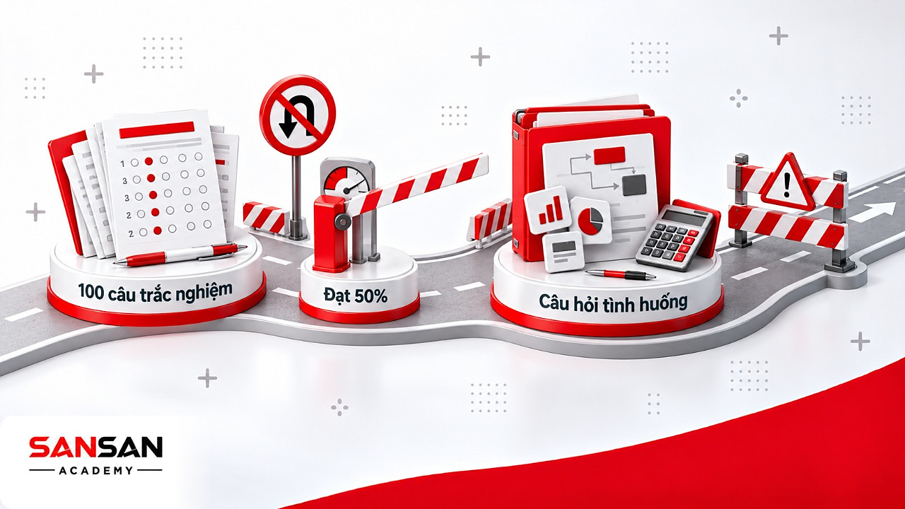 Trạm rào chắn 50% giữa phần trắc nghiệm và câu hỏi tình huống trong bài thi CMA