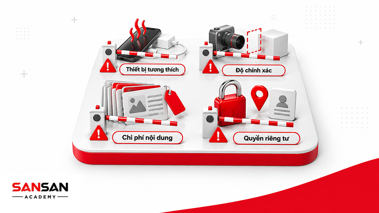 Con đường bốn rào chắn: thiết bị, độ chính xác, chi phí nội dung và quyền riêng tư khi ứng dụng AR