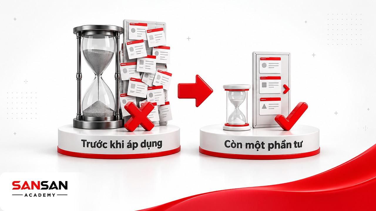 Trước và sau khi áp dụng Kanban, thời gian hoàn thành trung bình còn một phần tư so với mức cũ