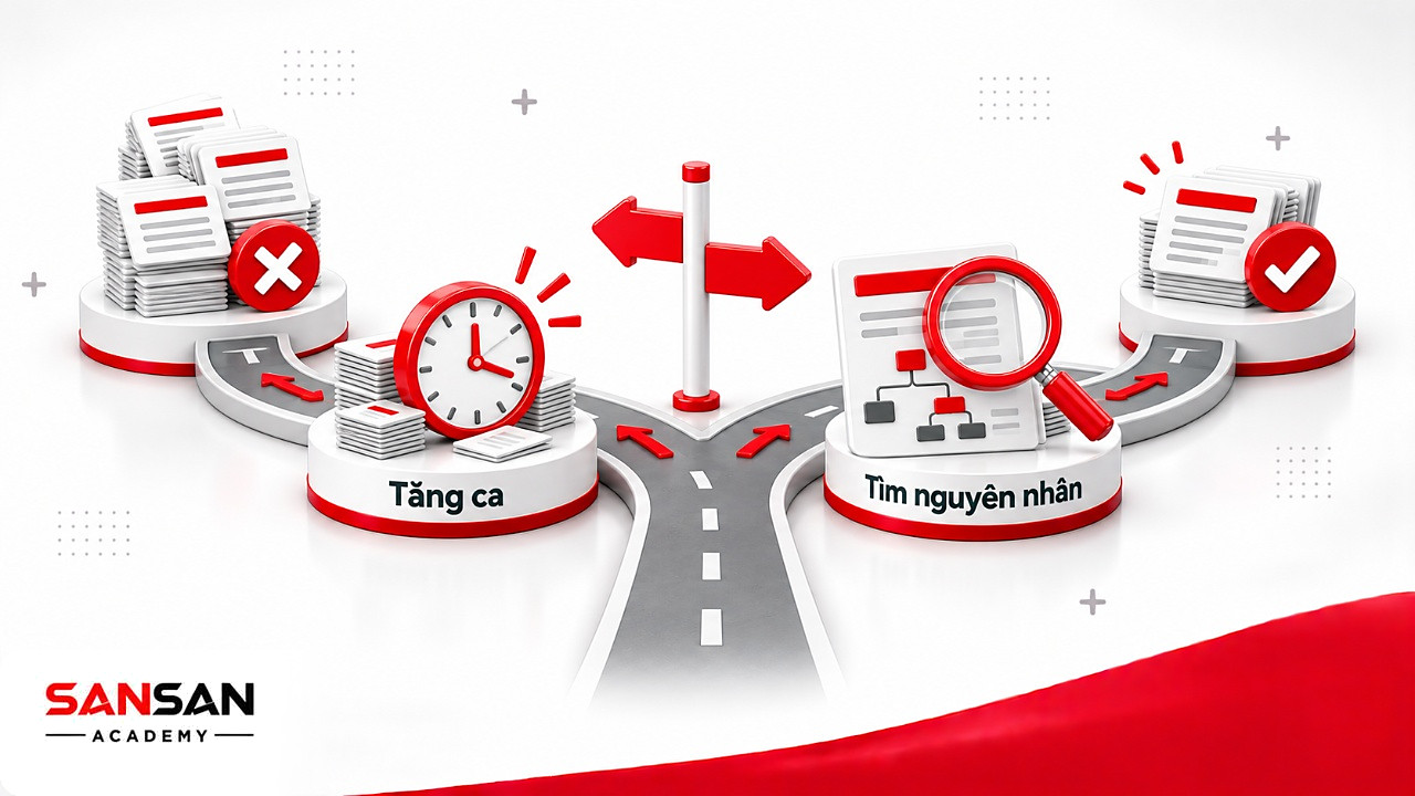 Ngã rẽ giữa tăng ca xử lý biểu hiện và tìm nguyên nhân gốc theo tư duy hệ thống