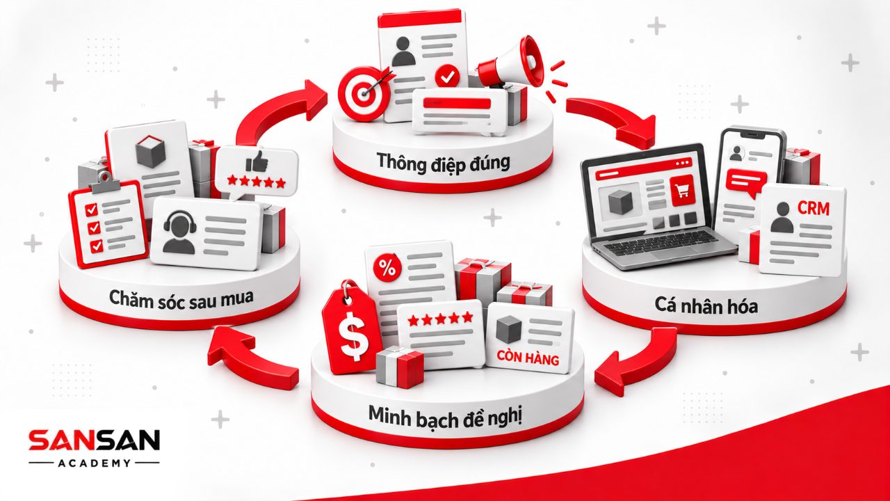 Ứng dụng tâm lý khách hàng trong marketing và bán hàng qua thông điệp phù hợp, cá nhân hóa, giá minh bạch và chăm sóc sau mua.