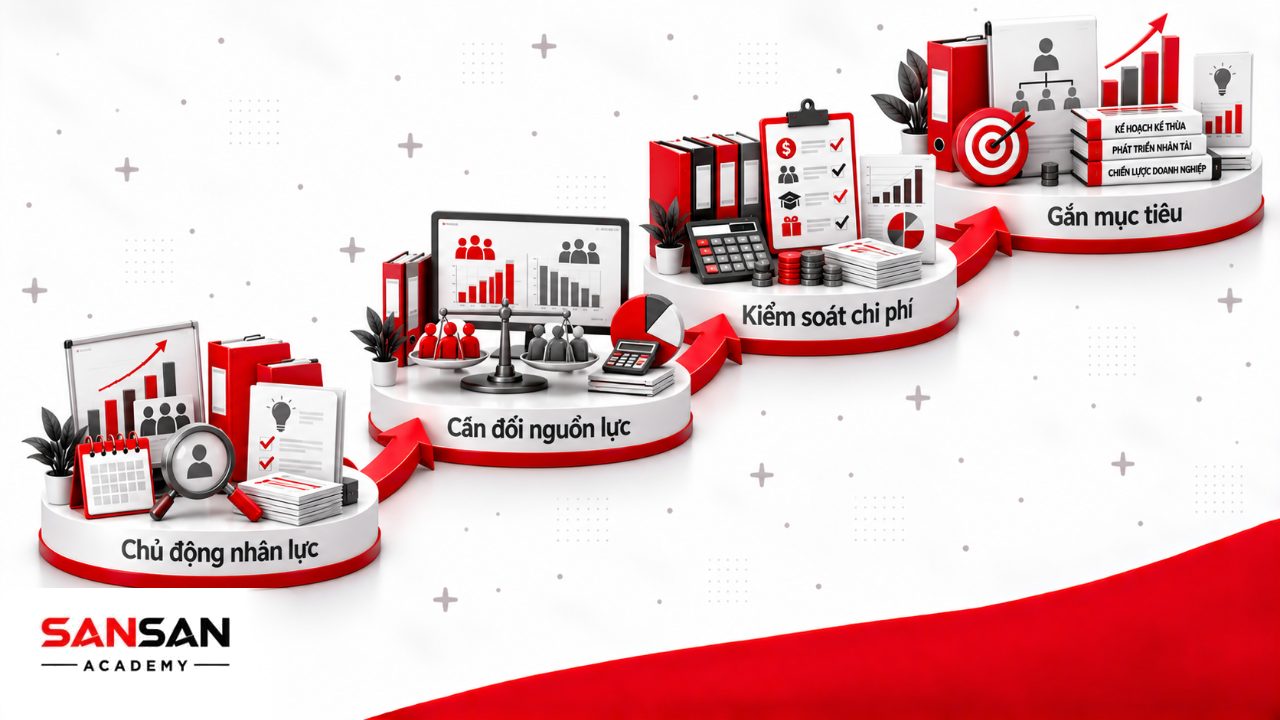 Vai trò kế hoạch nhân sự trong chủ động nguồn lực, hạn chế thiếu dư người, kiểm soát chi phí và kết nối nhân lực với mục tiêu kinh doanh.
