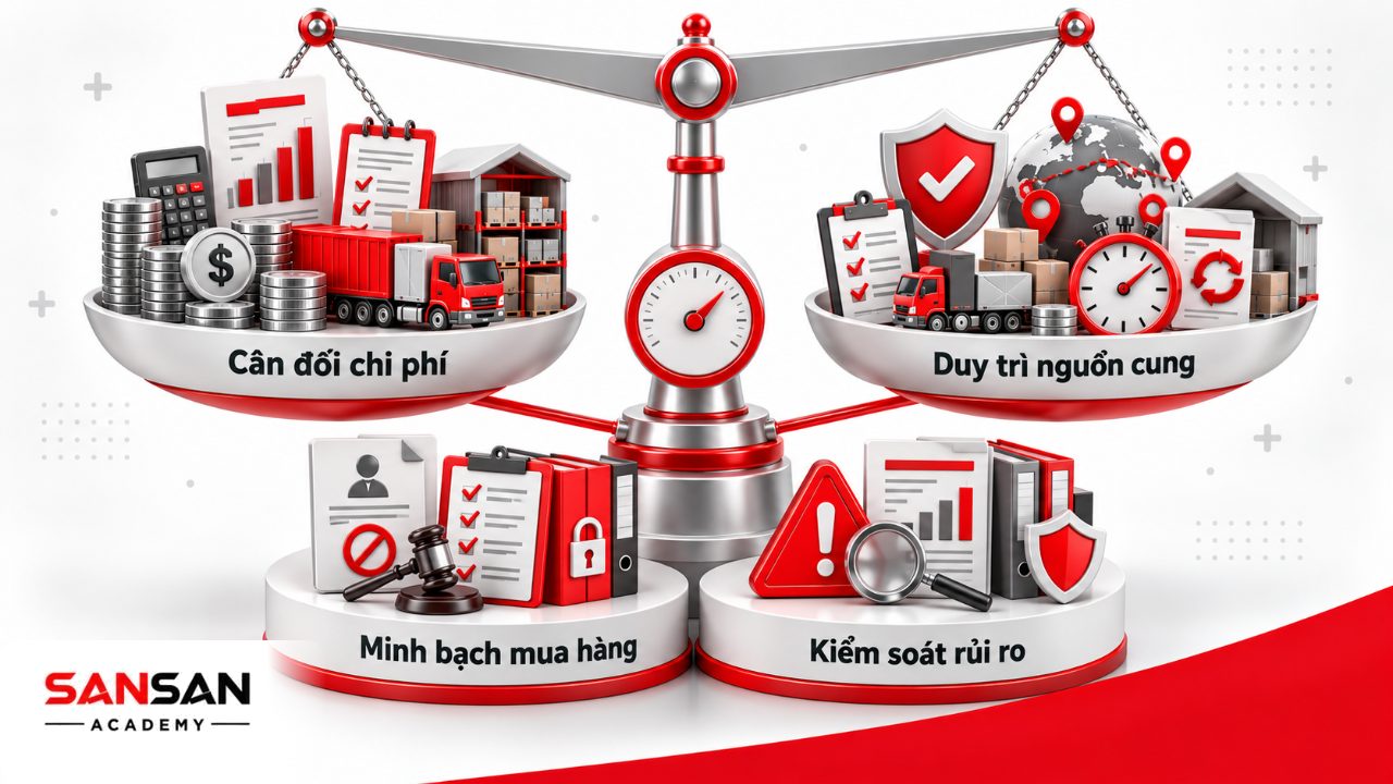 Vai trò trưởng phòng mua hàng trong duy trì nguồn cung, cân đối chi phí chất lượng tiến độ và kiểm soát rủi ro minh bạch.