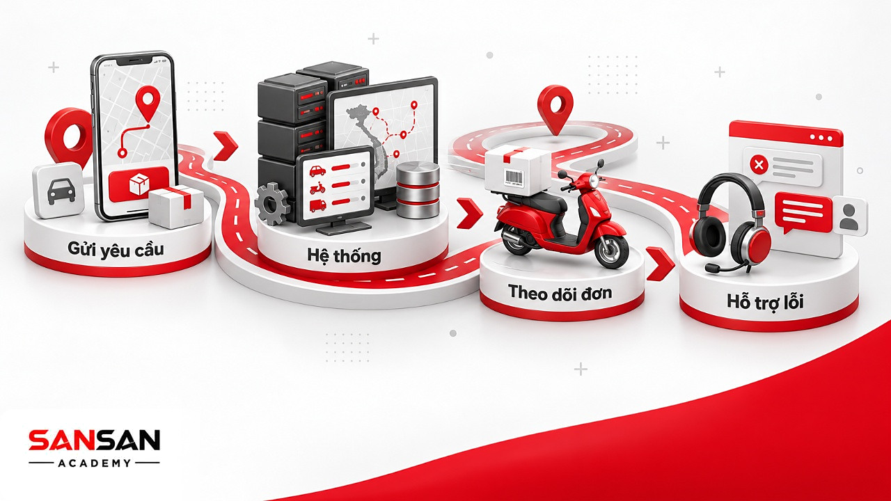 Xã hội số trong đời sống: đặt xe, đặt hàng trên điện thoại, hệ thống xử lý, theo dõi đơn và hỗ trợ khi lỗi.