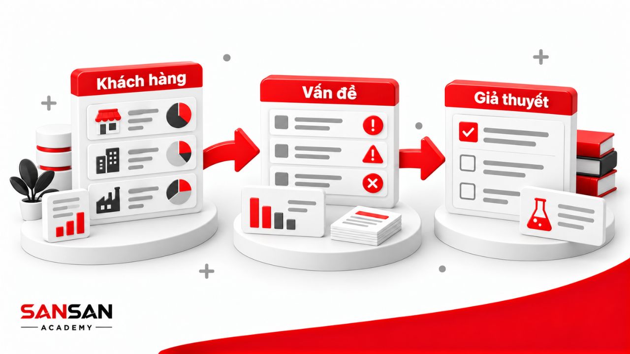 Quy trình xác định khách hàng mục tiêu, vấn đề và giả thuyết