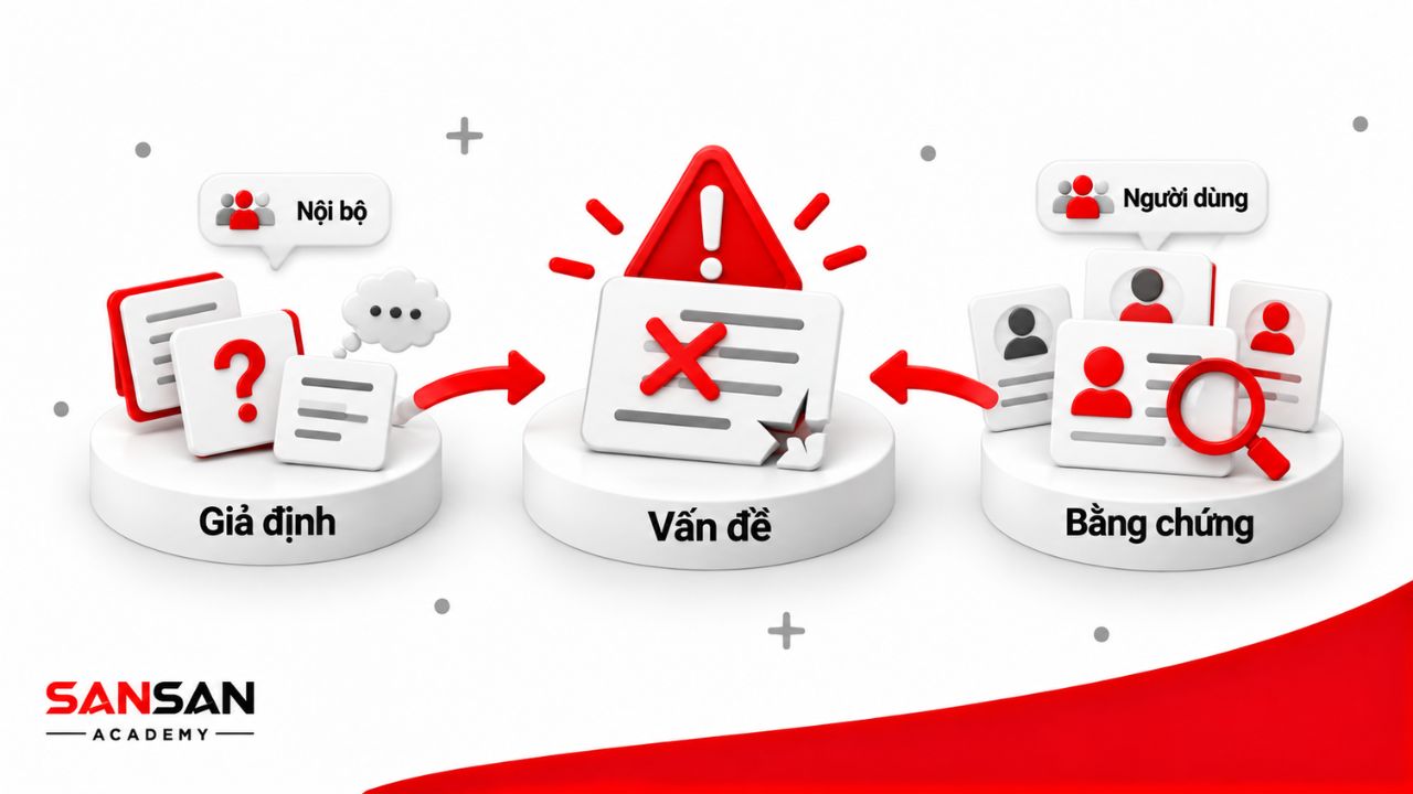 Đối chiếu giả định nội bộ với bằng chứng từ người dùng